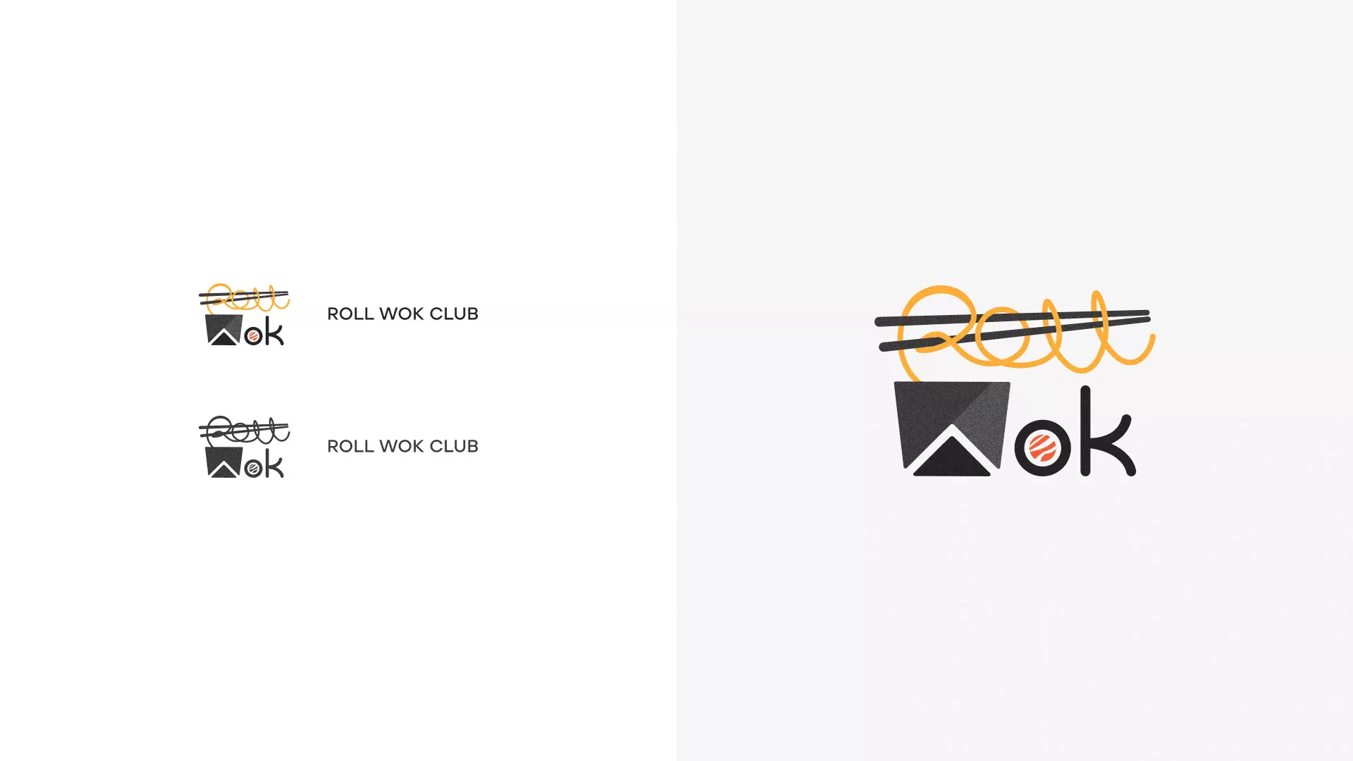 Разработка логотипа суши-бара «Roll Wok Club» в Лесосибирске
